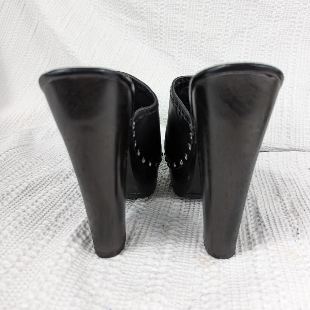 NWOT! BLAKE SCOTT! BLACK LEATHER SILVER STUDDED PLATFORM CLOGS! SZ 7.5M - Picture 6 of 8